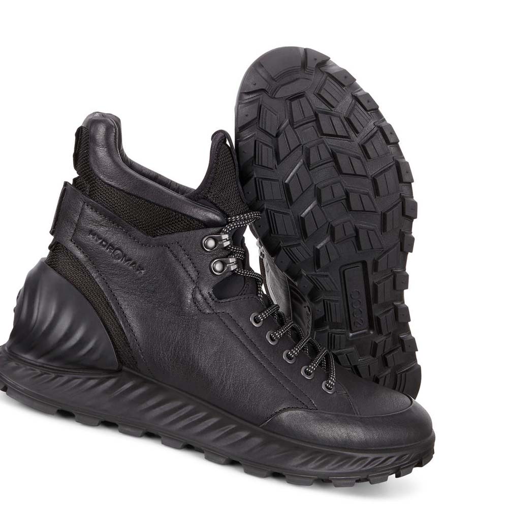 Men's Ecco Exostrike Hydromax Boots Black | USA 439HAP